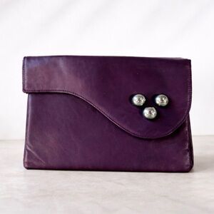 Vintage 80s Purple leather envelope clutch.